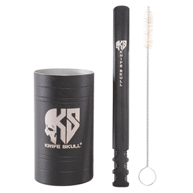 Kit Terere Copo/Cuia e Bomba Inox Preto - Knife Skull